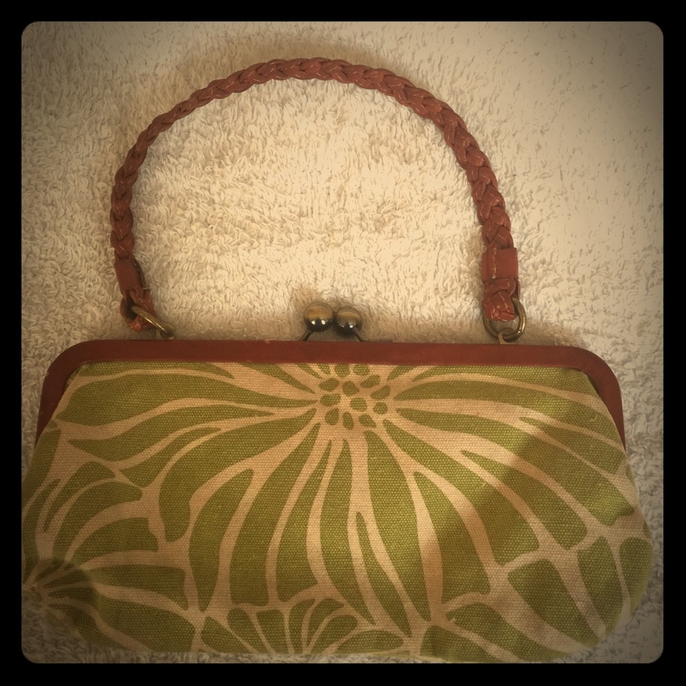 Vintage Green Fossil Canvas Shoulder Purse